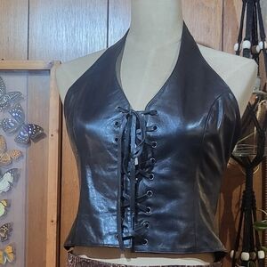Wilsons Leather Black Gillet Halter Vest